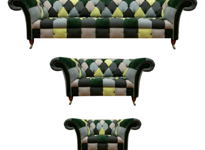 Wohnzimmer Modern Design Textil 3tlg Chesterfield Polstermöbel Neu